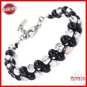 Handmade Crystal Bead Bracelet Adjustable 6mm Double Layer Stainless Steel